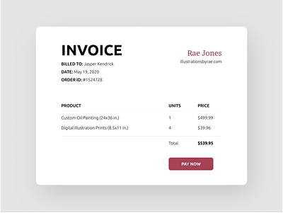 Invoice 100 days of ui 100daysofui daily ui daily ui challenge dailyui dailyuichallenge invoice payment receipt ui design