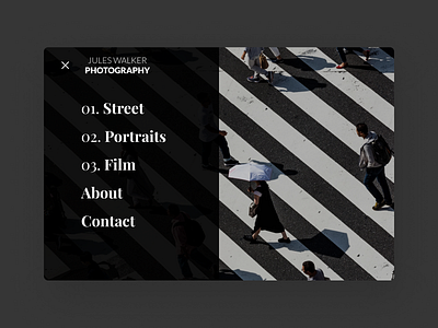 Photography Portfolio Navigation 100 days of ui 100daysofui daily ui daily ui challenge dailyui dailyuichallenge header navigation navigation portfolio side navigation web design website