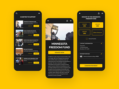 Support protesters in Minnesota 100 days of ui 100daysofui black lives matter crowdfunding daily ui daily ui challenge dailyui dailyuichallenge mobile app mobile ui ui design