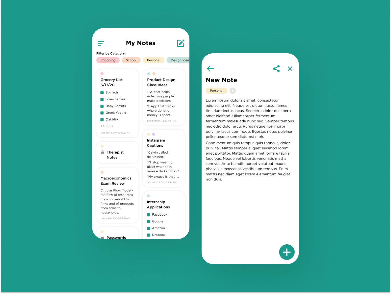 Notes App by Gina Chee on Dribbble