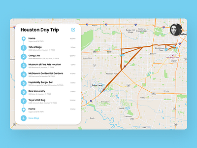 Road Trip Planner 100 days of ui 100daysofui daily ui daily ui challenge dailyui dailyuichallenge itinerary map road trip travel ui design web design