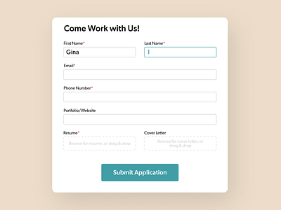 Job Application Form 100 days of ui 100daysofui daily ui daily ui challenge dailyui dailyuichallenge form form design form field job application ui design