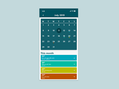 038 - Calendar app app ui dailyui design dribble front end front end frontend mobile mobile app mobile app design mobile design mobile ui ui ui template ux