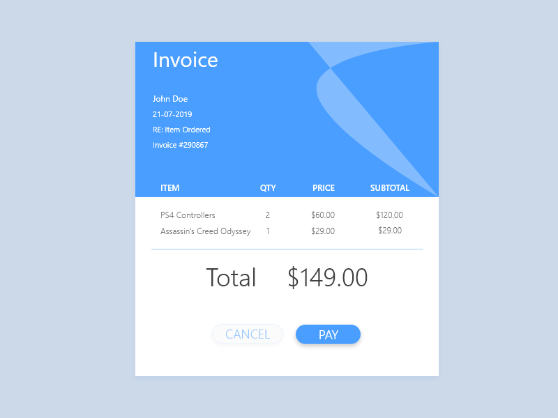 046 - Invoice invoice template invoice dribbble website web front-end front end frontend design ui template ui ux dailyui