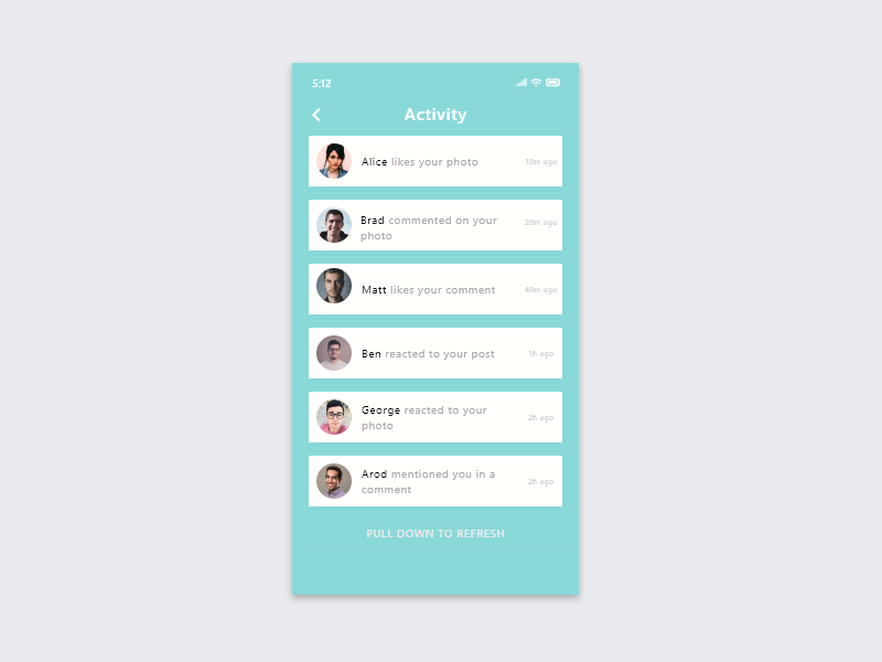 047 - Activity Feed activity activity feed app ui tv app mobile ui mobile design mobile app design mobile app dribble mobile app front-end front end frontend design ui template ui ux dribbble dailyui