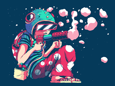 psychedelic anime gravity pistol bubble colors cute design galaxy girl graphic design illustration psychedelic space