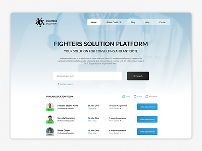 Fighters Solution Platfom android covid dark design doctor doctor app interface medecine mobile ui uiux ux web webdesign webpage website