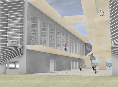 Architectural impression of sports hall design architecture architecture visualization collage impression photoshop rhino