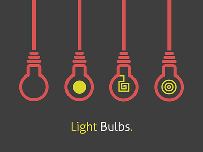 Light Bulbs black bulbs color cord dark flat hang illustration lamps light red yellow