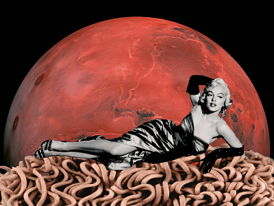 Merilyn Monro on instant noodles collage dada graphic art graphic design