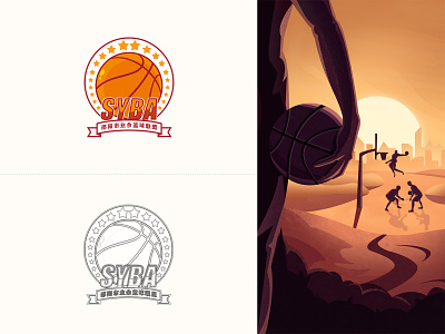 SYBA Basketball League branding design illustration logo ui
