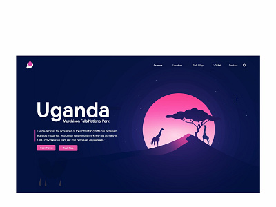 Untitled Landing page for Uganda Murchison Nation pack africa animal animals css dark ui design giraffe giraffes illustration landing page design landingpage park trees uganda ugandapark vector