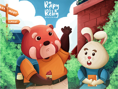 Rapy and Reby "Get lost in the city" illustration illustrator kids illustration painting vector