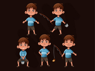 Boy Fishing Character character character design illustrator