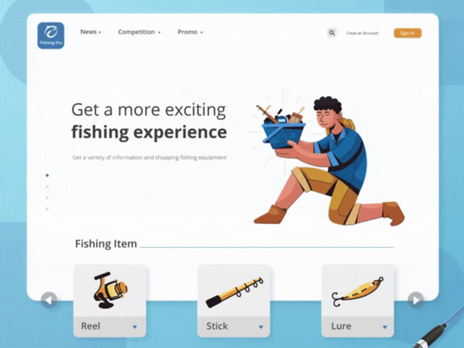Fishing Homepage Illustration homepage design illustration ui ux vector