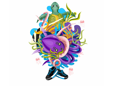 Wonderful Sea Creature animation branding design flat illustration illustrator logo minimalism sea vector