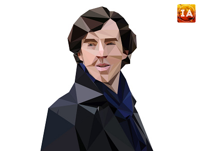 Sher-low-Polyed: Benedict Cumberbatch bbc benedict character cumberbatch holmes illustration low poly polygonal realistic sherlock triangles