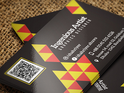 Geometric Business Card business card color colorful geometric graphicriver polygons print red template triangle yellow