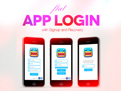 Flat App Login UI app flat in interface ios iphone login recovery register sign up user