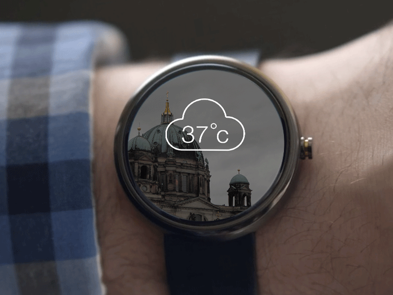 Android Wear - Rainy Weather Animation android animation app application cloud gif interface raindrops rainy smart watch weather