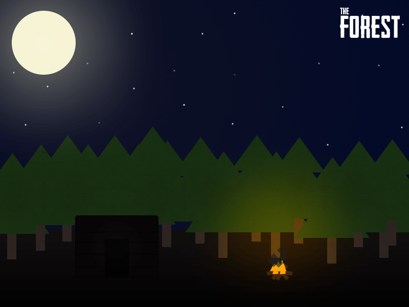 The Forest animated animation fire forest game gif moon sky smoke trees video woods