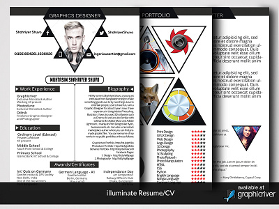 illuminate Resume/CV application bio curriculam cv job portfolio recommendation resume skills triangles vitae work