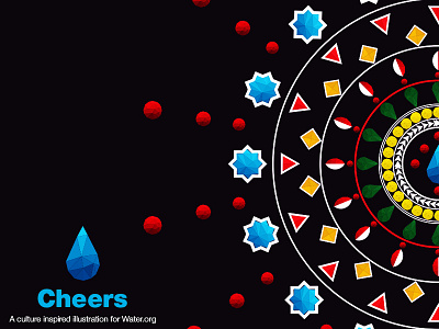 Cheers - Low Poly Alpona Illustration alpona bangladesh culture drop geometric geometry low pattern poly polygon triangles water