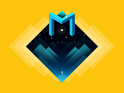 Monument Valley digital fanart game glow icon illustration isometric light minimal sky space stars