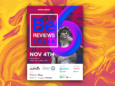 BeReviewsDhaka - Poster adobe behance behancereviews branding dhaka event illustration marble textures portfolio poster reviews vaporwave