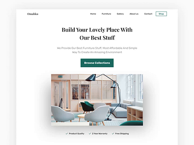 Omahku - Furniture landing page branding chair exploration explore furniture landingpage livingroom minimalism minimalist product property table ui uidesign uiux webdesign weblanding