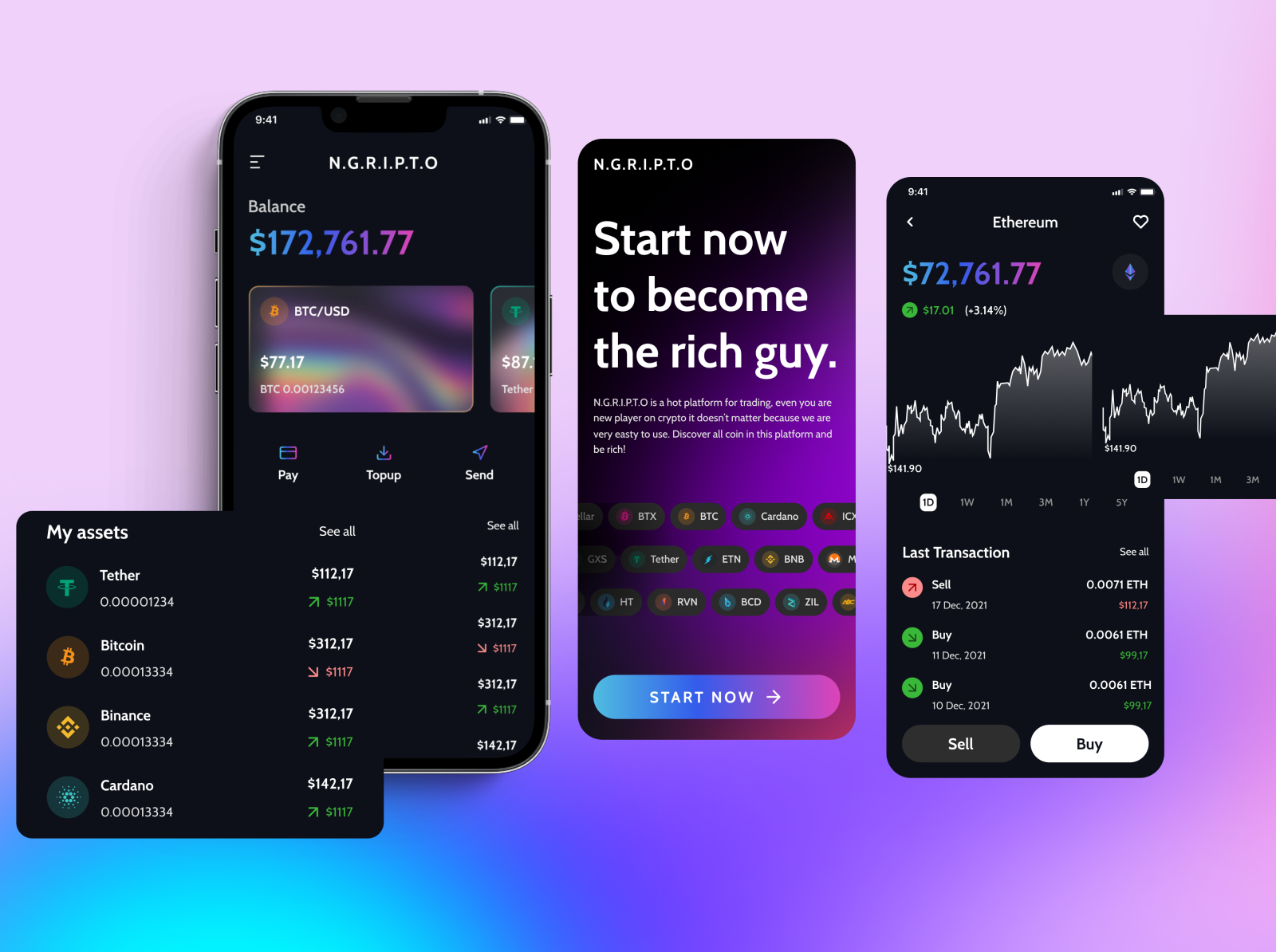 N.G.R.I.P.T.O Trading apps by Tyan for Maccario Lab on Dribbble