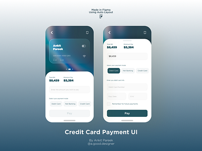Credit Card Payment UI app art figma figmadesign minimal typography ui ux web website