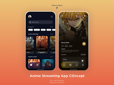 Anime Streaming App anime app design figma figmadesign illustration minimal ui ux