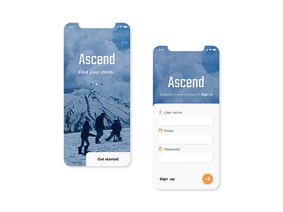 Daily UI 001 app climb climber climbing daily 100 challenge dailyui design ios login form onboarding onboarding screen onboarding ui outdoors ui ui ux ui design visual design