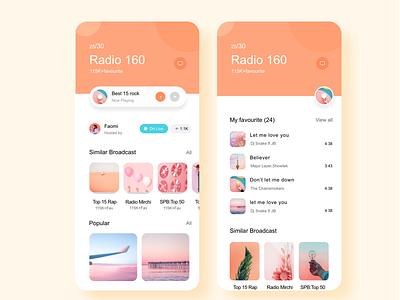Show a Radio App app design mobile page radio ui ux