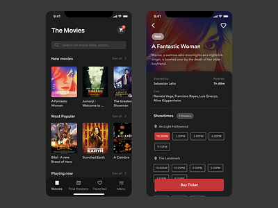 Movie App Exercise app design concept dark mode design figma mobile mobile app mobile ui ui ux ui