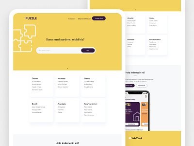 Puzzle Landing Page - Support bank branding design finance fintech landing page layout minimal mobile responsive simple ui user experience user interface ux web webdesign website