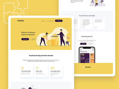 Puzzle Landing Page - Home app app promotion bank banking branding design finance fintech graphic design home homepage illustration landing page modern responsive ui user experience user interface ux website