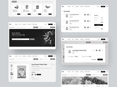 Your new favorite grocery store aesthetic grocery store hi fi high fidelity monochromatic online shopping ui ux wireframes