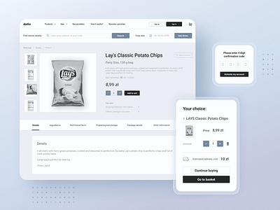 High-fidelity wireframes for a grocery store