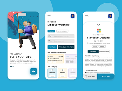 Job Finder IOS App app design app job app ui application clean clean design clean ui design job job application job board job listing jobs ui ui design uidesign uiux ux ux design uxdesign