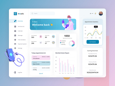 Xmadic Hospital - Admin Dashboard app appointment clean clean design clean ui dashboad dashboard dashboard app dashboard ui doctor appointment hospitality illustraion minimal minimalist ui ui design uidesign ux ux design uxdesign