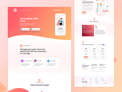 Pet App - Sass Landing Page app app design clean clean ui colorful illustrator landingpage minimal sass ui ui design uidesign ux ux design uxdesign web web design webdesign website website design