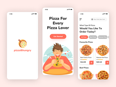 Pizza&Hungry - Mobile App android androidapp app clean clean ui delivery app design food delivery app foodapp ios iosapp ui ui design uidesign ux ux design
