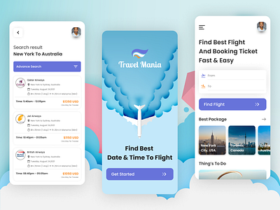 Travel Mania - Online Ticket Booking App android app clean clean ui design ios app ticket booking ticket booking app travel travel app traveling app ui ui design uidesign ux ux design