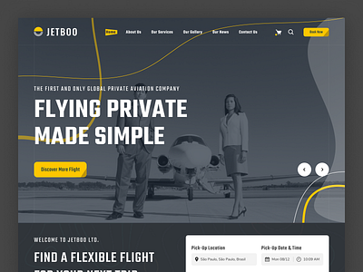Jetboo - Private Airjate (Landing Page) best black clean clean ui design landing page popular top top design ui ui design uidesign ux ux design web website