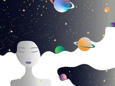 Space girl 2d art character design design girl illustraion planets space ui
