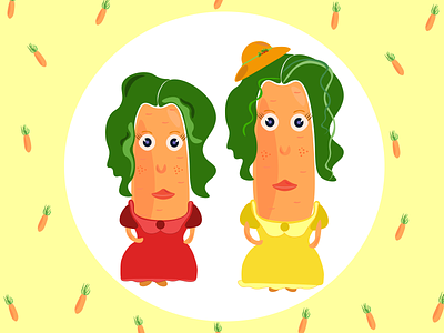 Сarrot sisters 🥕🥕 2d art carrot character design design illustration nature ui vegetables