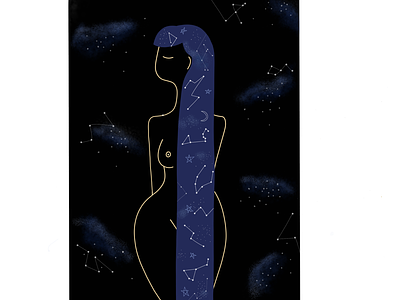Constellation girl 2d art character design constellation girl constellation girl design girl illustraion space vector