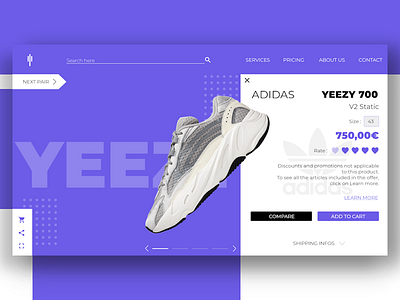 Yeezy 700 Product adidas design desktop ecommerce flatdesign hype logo marketplaces product prototyping purple ui ux webdesign white yeezy